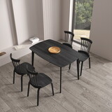 Solid Wood Dining Table with 4 Solid Wood Slat Back Windsor Chair, More comfortable and spacious matching use, Black W760S00005