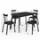 Solid Wood Dining Table with 4 Solid Wood Slat Back Windsor Chair, More comfortable and spacious matching use, Black W760S00005