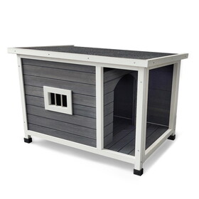 Outdoor Wooden Dog House Dog Kennel with Opening Hinged Roof for Easy Cleaning, Indoor Solid Wood Dog Cage W773138952