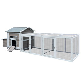 118"Wooden Chicken Coop Outdoor Hen House Poultry Cage with Free-range Doors, Nesting Box,Leakproof Pull-on Tray W773P189987