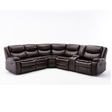 L Shape Breath Leather Manual Reclining Sectional Sofa Set, Brown W791S00001