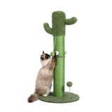 Large Cactus Cat Scratching Post with Natural Sisal Ropes, Cat Scratcher for Cats and Kittens Green W79664063