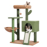 Cat Tree 41 inches Cactus Cat Tower with Sisal Covered Scratching Post and Cozy Condo for Indoor Cats, Cat Climbing Stand with Plush Perch &Soft Hammock for Multi-Level Cat Play House W79664066