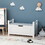 Kids Toy Box Chest, White Rubber Wood Toy Box for Boys Girls, Large Storage Cabinet with Flip-Top Lid/Safety Hinge, Toy Storage Organizer Trunk for Nursery, Playroom W808127605
