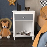 Wooden Nightstand with One Drawer One Shelf for Kids, Adults, Gray