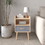 Nightstand with Collapsible Fabric Drawer, Wood Bed Side Table with Storage Shelf, Night Stand for Bedroom, 2-Tier Storage End Table for Living Room - Oak W808P147110