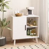 Wood Storage Cabinet, Modern Accent Buffet Cabinet, Free Standing Sideboard and Buffet Storage with Door and Shelves, Buffet Sideboard for Bedroom, Living Room, Kitchen or Hallway (White) W808P152923
