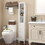 66.92" Tall Bathroom Storage Cabinet with Adjustable Shelves,1 Doors Freestanding Cabinet with Anti-Tip, Open compartments, for Home, Small Spaces, Bathroom,Kitchen, Living Room, White W808P174804