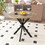 31.5 inch Round Dining Table, Small Circle Kitchen Table with Metal Black Legs for 2-4 people,Modern Dining Room Table, Brown (only table) W808P176713