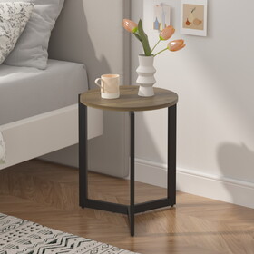 19.68"H Round Side Table, Round Accent End Table with Sturdy Metal Frame, Round Nightstand, for Living Room, Bedroom, Balcony, Office, Brown W808P176716