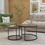 Nesting Coffee Table Set of 2, 27.6inch Round Coffee Table Industrial Wood Finish with Sturdy Metal Frame, End Table Side Tables for Living Room Bedroom Balcony Yard (Brown) W808P176726