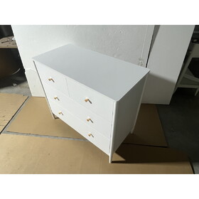 White 4-Drawer Kids Dresser, Wooden Storage Cabinet for Toddler Bedroom, Nursery, Closet, Baby Nightstand Organizer for Living Room or Apartment, 35.4" Wide W808P298011