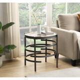 Elegant Pandora Sintered Stone End Table, Darker Gray Small Coffee Table for Living Room 20.67