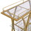 Golden Bar Cart with Wine Rack Tempered Glass Metal Frame Wine Storage W821P184472