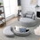 Welike Swivel Accent Barrel Modern Grey Sofa Lounge Club Big Round Chair with Storage Ottoman Linen Fabric for Living Room Hotel with Pillows W83469811