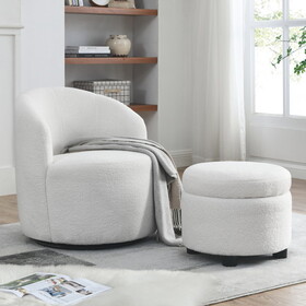 Welike Swivel barrel chair, living room swivel chair with round storage chair, 360 &#176; swivel club chair, nursery, bedroom, office, hotel with upholstered modern armchair, teddy fabric