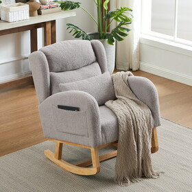 27.2"W Modern Accent High Backrest Living Room Lounge Arm Rocking Chair, Two Side Pocket