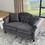 57" Chesterfield Sofa Grey Velvet for Living Room, 2 Seater Sofa Tufted Couch with Rolled Arms and Nailhead for Living Room, Bedroom, Office, Apartment, two pillows W834S00073