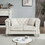 60.2" Chesterfield Sofa Beige Velvet for Living Room, 2 Seater Sofa Tufted Couch with Metal Foot and Nailhead for Living Room, Bedroom, Office, Apartment, two pillows W834S00176