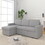 85 inches Sofa Bed, 3 Seater Sleeper Sofa with Storage Chaise, Square Handrail with Pull and Copper nail,Chenille-Light Grey, Pull Out Couch for Living Room W834S00249