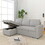 85 inches Sofa Bed, 3 Seater Sleeper Sofa with Storage Chaise, Square Handrail with Pull and Copper nail,Chenille-Light Grey, Pull Out Couch for Living Room W834S00249