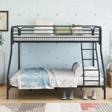 Heavy Duty Twin-Over-Full Metal Bunk Bed, Easy assembly with Enhanced Upper-Level Guardrail, Black W84034152