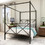 Metal Canopy Bed Frame, Platform Bed Frame with x Shaped Frame Full Black W84041891