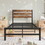 Twin Size Platform Bed Frame with Rustic Vintage Wood Headboard, Strong Metal Slats Support Mattress Foundation, No Box Spring Needed Rustic Brown W84084261