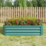 Metal Raised Garden Bed, Rectangle Raised Planter 4X2X1ft for Flowers Plants, Vegetables Herb Veezyo Green