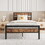 Twin Size Platform Bed Frame with Rustic Vintage Wood Headboard, Strong Metal Slats Support, No Box Spring Needed W840P144081