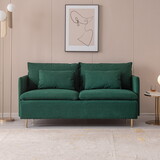 Modern Upholstered Loveseat Sofa,Emerald Cotton Linen---63.8