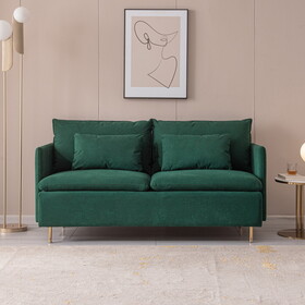 Modern Upholstered Loveseat Sofa,Emerald Cotton Linen---63.8" W848137236