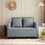 Modern Love Seat Futon Sofa Bed with Headboard, Linen Love seat Couch, Pull Out Sofa Bed with 2 Pillows & 2 Sides Pockets for Any Small Spaces W848P143134
