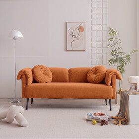 68.5" Modern Lamb Wool Sofa with Decorative Throw Pillows for Small Spaces P-W848P152952