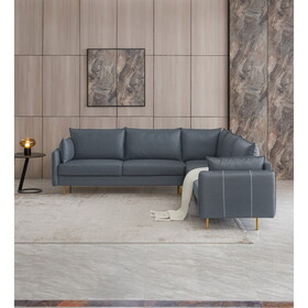 L-Shaped Corner Sectional Technical leather Sofa-Drak Grey, 92.5*92.5"