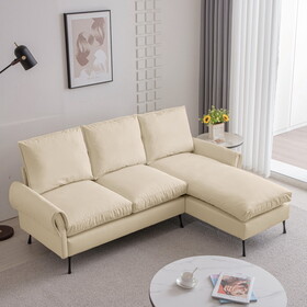 81"Modern Technical leather L-Shaped Sofa Couch with Reversible Chaise Lounge W848S00032