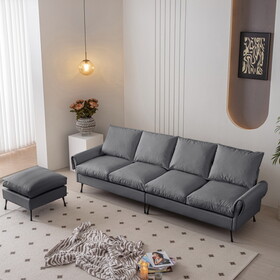 104.5"Modern Technical leather L-Shaped Sofa Couch with Convertible Ottoman P-W848S00036