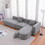Modern L shape boucle Sofa with curved seat (facing right)