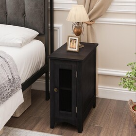 Rectangle Narrow Accent Side Table, Solid Black Veneer, 11.75 in. W x 21.75 in. L x 24.25 in. H W869P372490