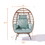 Wicker Egg Chair, Oversized Indoor Outdoor Lounger for Patio, Backyard, Living Room w/ 5 Cushions, Steel Frame, 440lb Capacity - Light Blue W87469311