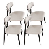 Dining Chairs set of 4, Upholstered Chairs with Metal Legs for Kitchen Dining Room Light Grey