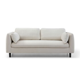 Pillowed Back Cushions and Rounded Arms, Durable Upholstered Fabric Sofa for Home, Apartment, Dorm