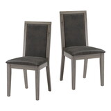 Dining Chairs Set of 2 Wood Dining Room Chair with MDF + sponge Back, Kitchen Room Chair Side Chair, Light grey Base with Grey Cushion