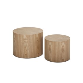 MDF Side Table/Coffee Table/End Table/Nesting Table Set of 2 with Oak Veneer for Living Room, Office, Bedroom W87640118