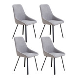 Dining Chairs Set of 4, Upholstered Side Chairs, Adjustable Kitchen Chairs Accent Chair Cushion Upholstered Seat with Metal Legs for Living Room Grey W87647902