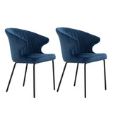 Dining Chairs Set of 2, Upholstered Side Chairs, Adjustable Kitchen Chairs Accent Chair Cushion Upholstered Seat with Metal Legs for Living Room Blue W87647911