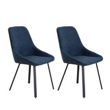 Dining Chairs Set of 2, Upholstered Side Chairs, Adjustable Kitchen Chairs Accent Chair Cushion Upholstered Seat with Metal Legs for Living Room Blue W87647950