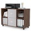 Mobile lateral filing cabinet with 2 drawers and 4 open storage cabinets, for home office, walnut-light gray W87653924