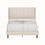 Velvet Upholstered Bed Frame with Vertical Channel Tufted Headboard,Modern Decorative Nailheads, Full size Bed Frame Beige W87659171