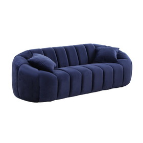88" Sofa 3-Seater Couch with Deep Channel Tufting Stunning Navy Velvet Sofa for for Living Room/Bedroom